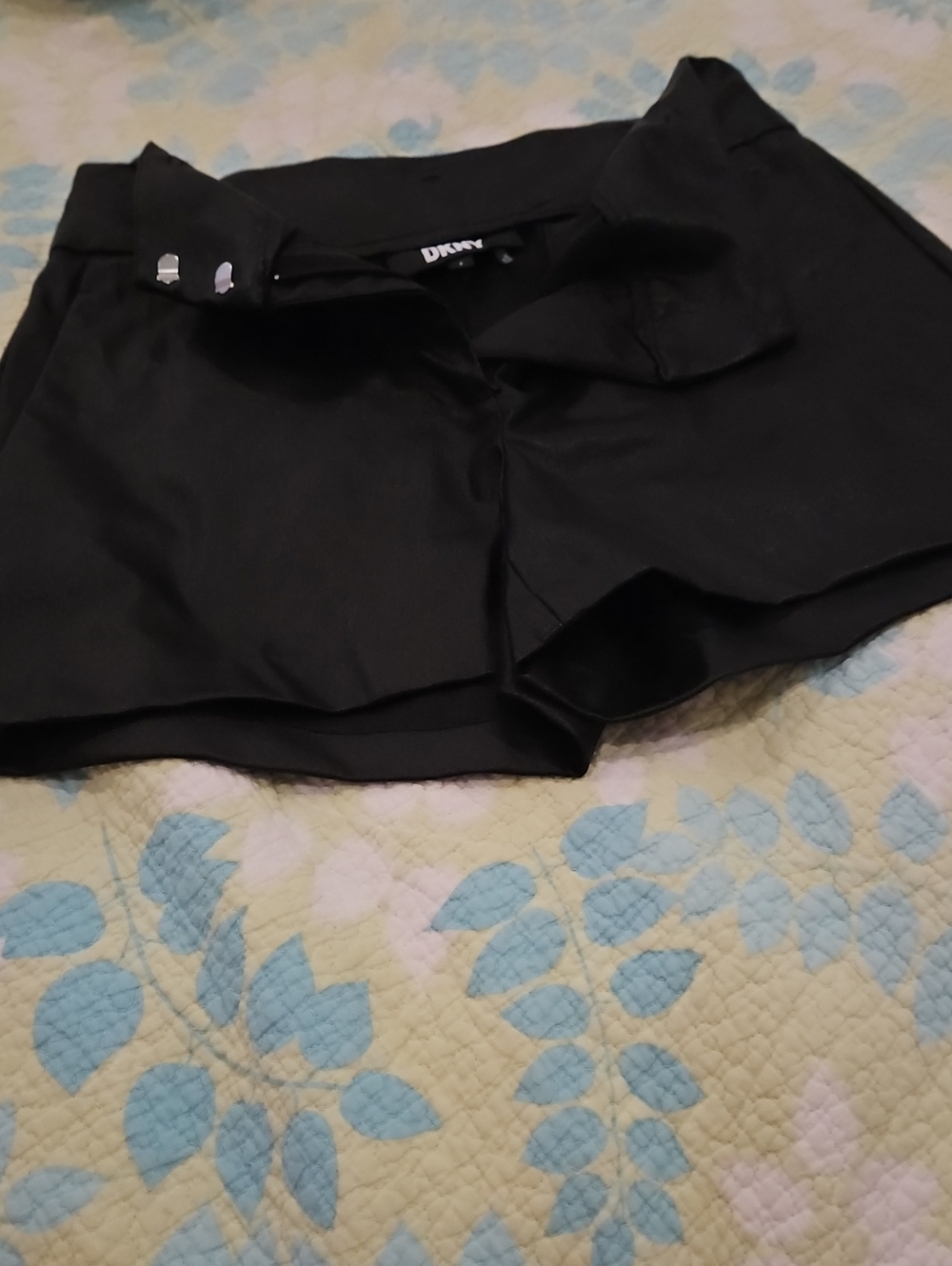 Faux Leather DKNY Black High-Waist Tailored Women's Shorts